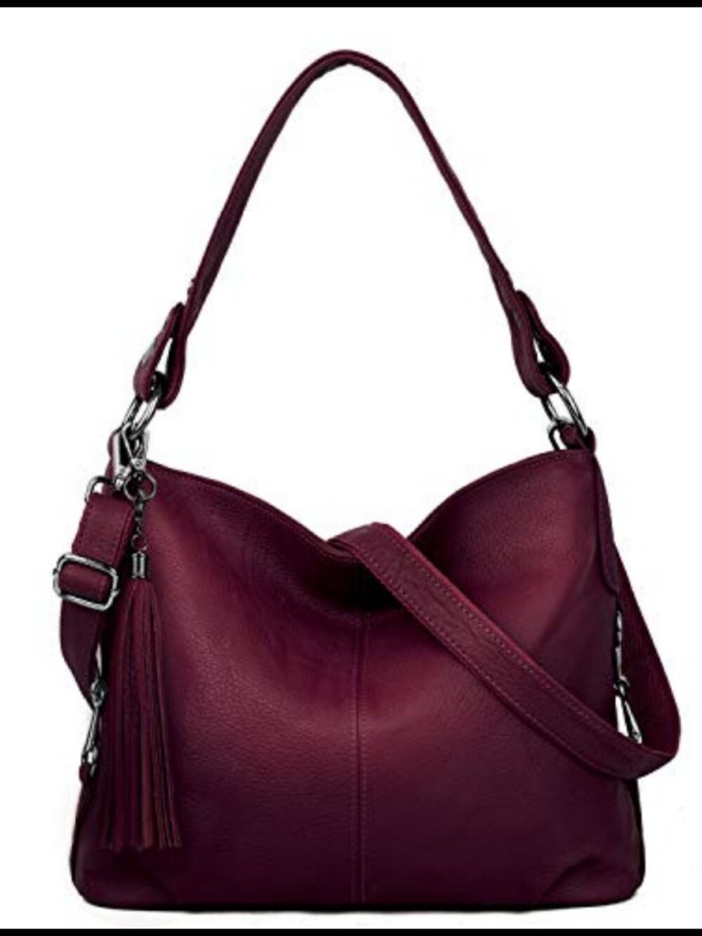 Genuine Leather Hobo Shoulder Bag Crossbody Purse Removable Strap